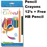 Iwrite Colours 12's Colour Pencils, Long + FREE PENCIL